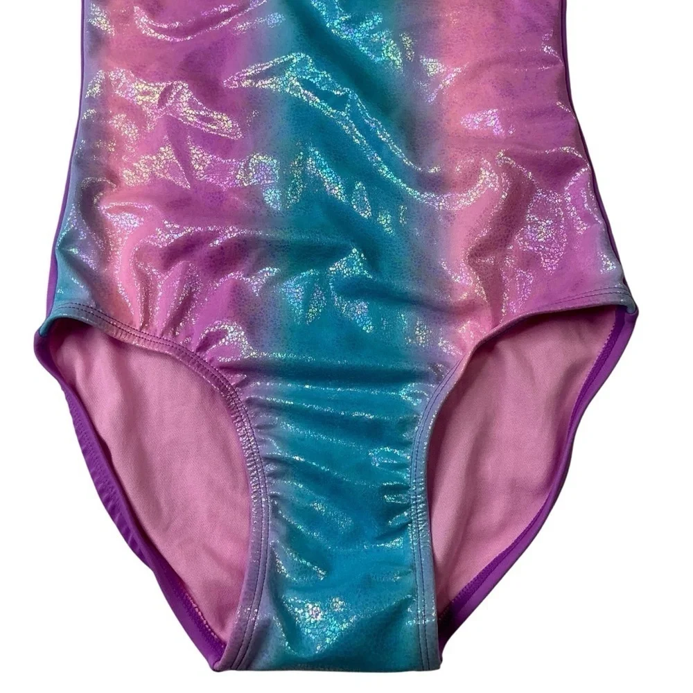 SO Girls One Piece Swimsuit‎ Shimmering Pink and Blue Swimwear Size M